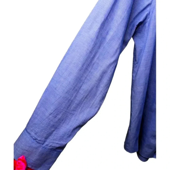 Michael KORS Mens Sz L Blue Long Sleeve Button Up Slim fit Stretch Dress Shirt - Picture 5 of 13